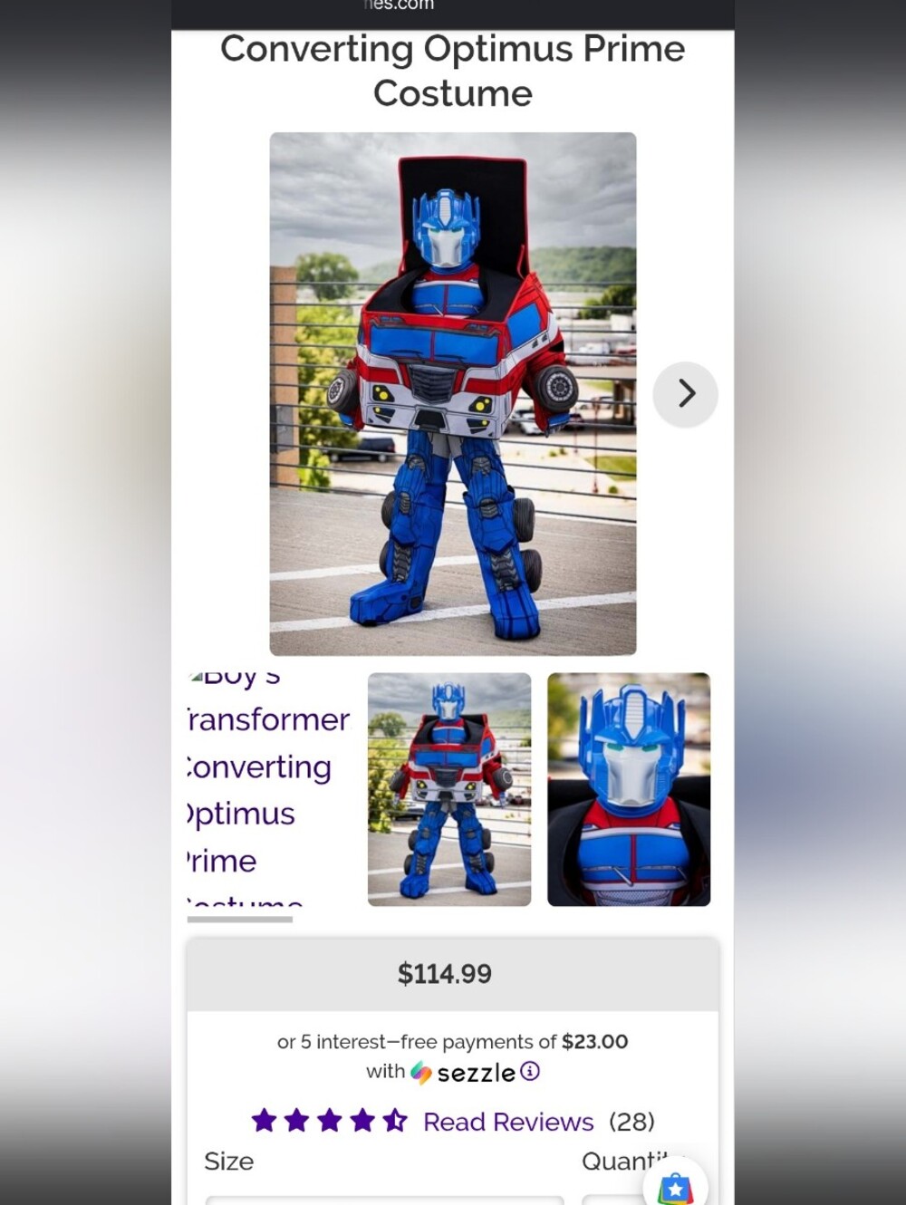 Optimus Prime Transformer Costume